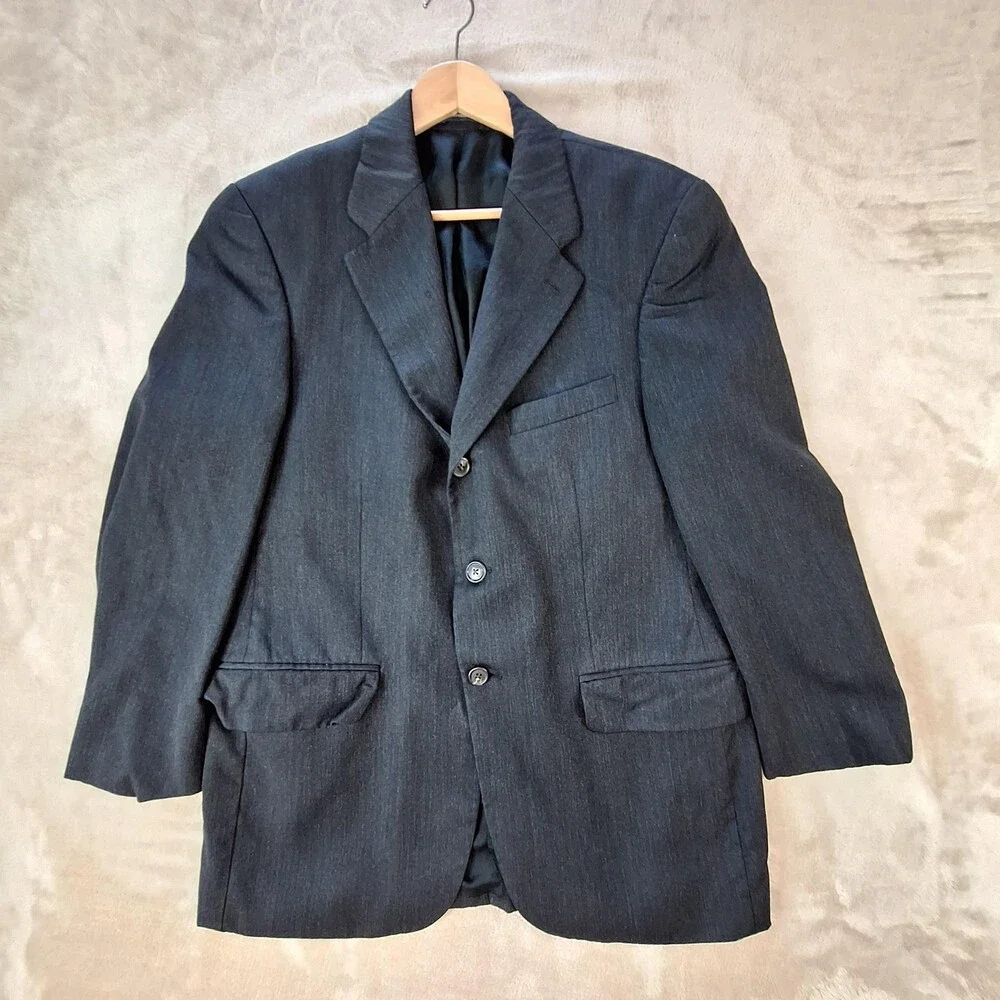 Ralph Lauren Suit Jacket Mens 42 Gray Wool Ventless 3 Button Business Formal